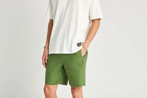 Funky Buddha Linen Βερμούδα Chino Ανδρική (FBM013-009-03-OLIVE-GREEN)