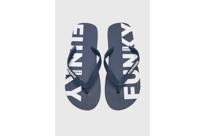 Funky Buddha Ανδρικές Σαγιονάρες Μπλε Σκούρο, Λευκές