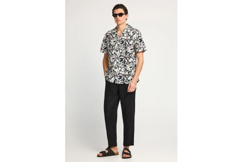 Funky Buddha Linen Παντελόνι Chino Ανδρικό (FBM013-011-02-BLACK)