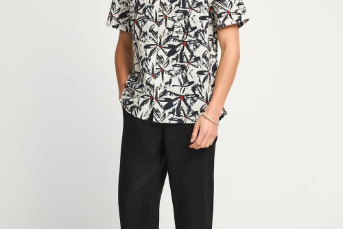 Funky Buddha Linen Παντελόνι Chino Ανδρικό (FBM013-011-02-BLACK)