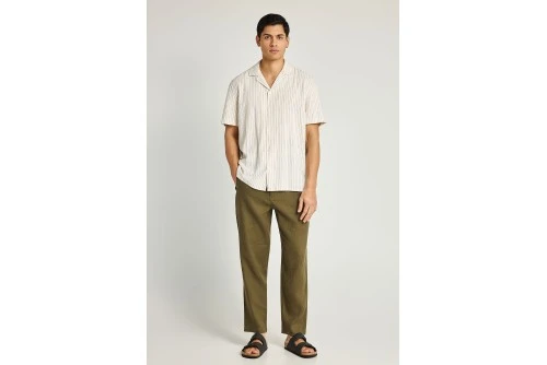 Funky Buddha Linen Παντελόνι Chino Ανδρικό (FBM013-011-02-KHAKI)