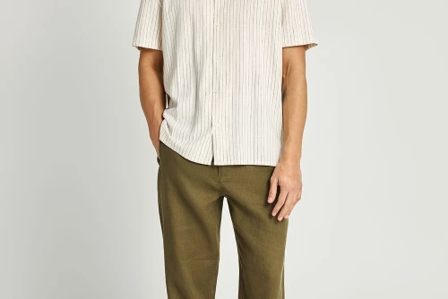 Funky Buddha Linen Παντελόνι Chino Ανδρικό (FBM013-011-02-KHAKI)