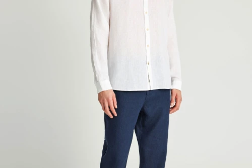 Funky Buddha Linen Παντελόνι Chino Ανδρικό (FBM013-011-02-NAVY)