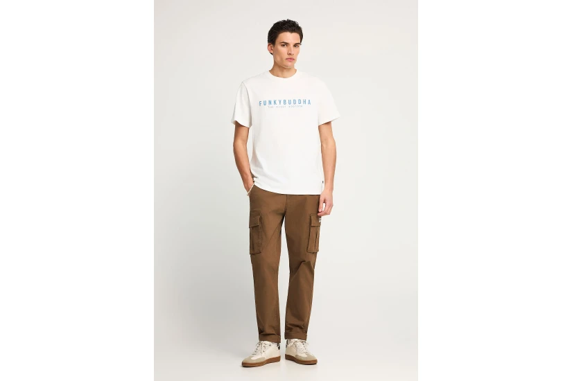Funky Buddha Ανδρικό Κοντομάνικο T-Shirt Εκρού