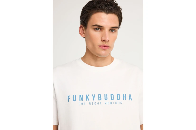 Funky Buddha Ανδρικό Κοντομάνικο T-Shirt Εκρού