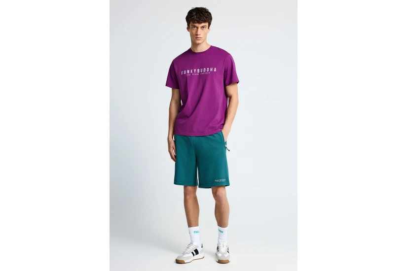 Funky Buddha Ανδρικό Κοντομάνικο T-Shirt Βιολετί