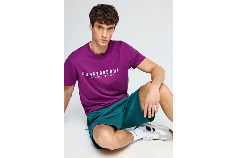 Funky Buddha Ανδρικό Κοντομάνικο T-Shirt Βιολετί