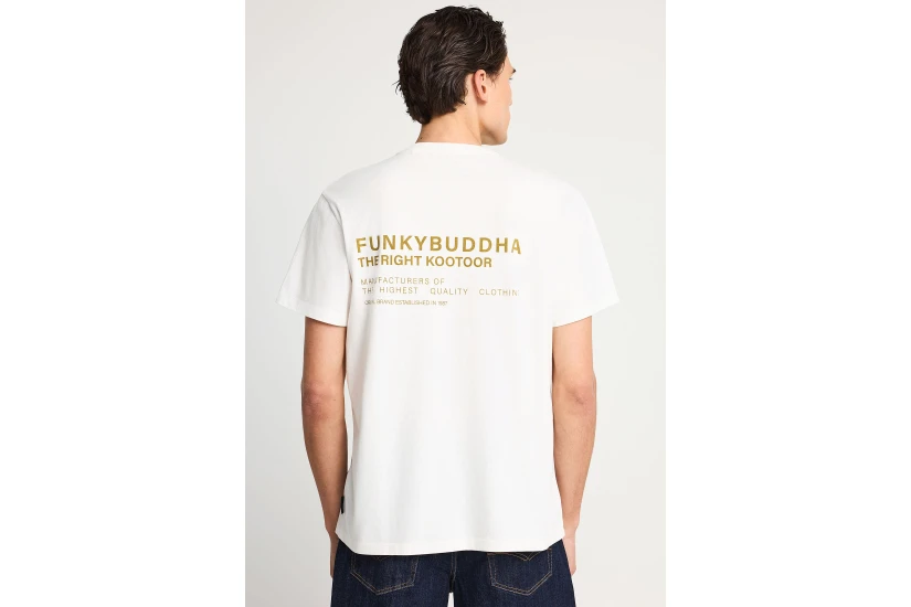 Funky Buddha Ανδρικό Κοντομάνικο T-Shirt Εκρού