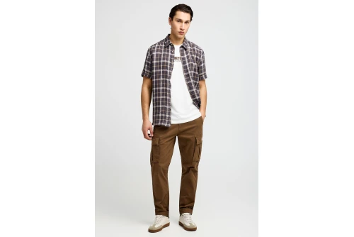 Funky Buddha Relaxed Plaid Πουκάμισο Κοντομάνικο Ανδρικό (FBM013-013-05-MOON-MIST)