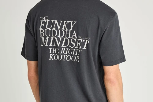 Funky Buddha Print On The Back Relaxed T-Shirt Ανδρικό (FBM013-014-04-ANTHRACITE)