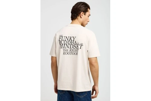 Funky Buddha Print On The Back Relaxed T-Shirt Ανδρικό (FBM013-014-04-CLOUD-CREAM)