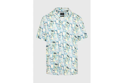 Funky Buddha Πουκάμισο Κοντομάνικο Ανδρικό (FBM013-015-05-RETRO-BLUE)