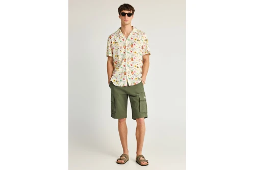 Funky Buddha Linen Blend Πουκάμισο Κοντομάνικο Ανδρικό (FBM013-017-05-OFF-WHITE)