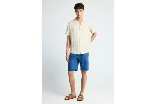 Funky Buddha Relaxed Πουκάμισο Κοντομάνικο Ανδρικό (FBM013-018-05-CLOUD-CREAM)
