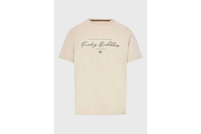 Funky Buddha Ανδρικό Κοντομάνικο T-Shirt Μπεζ