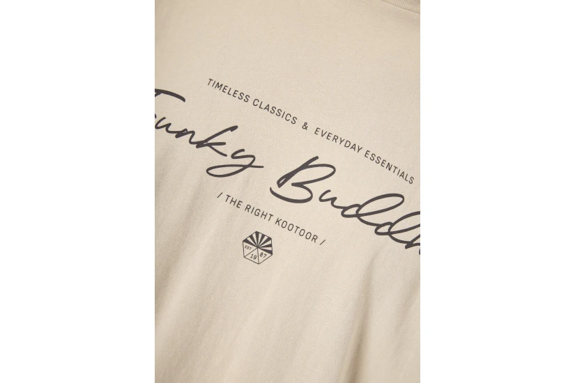 Funky Buddha Ανδρικό Κοντομάνικο T-Shirt Μπεζ