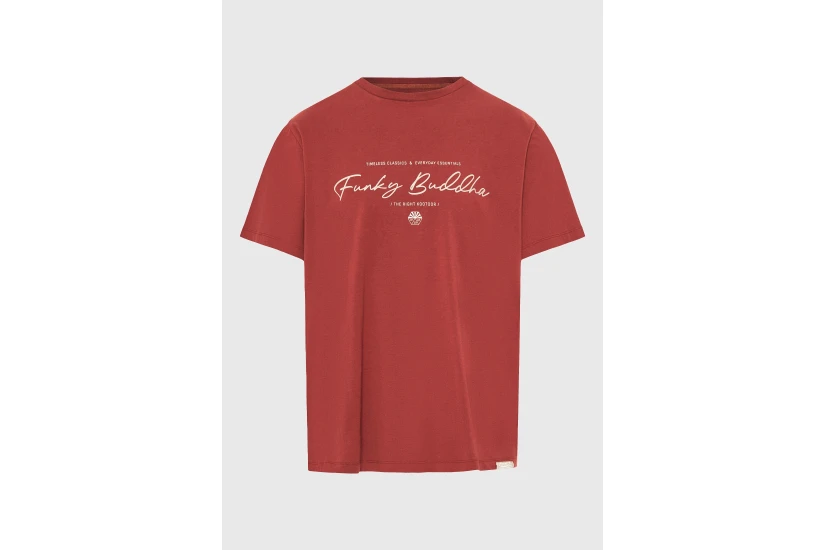 Funky Buddha Ανδρικό Κοντομάνικο T-Shirt Κεραμιδί