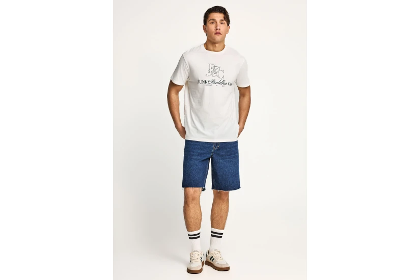 Funky Buddha Ανδρικό Κοντομάνικο T-Shirt Εκρού