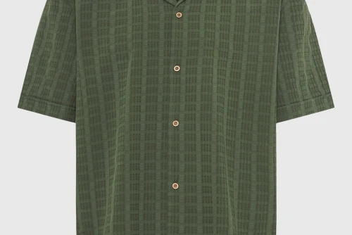 Funky Buddha Oversized Πουκάμισο Κοντομάνικο Ανδρικό (FBM013-023-05-DEEP-FOREST)