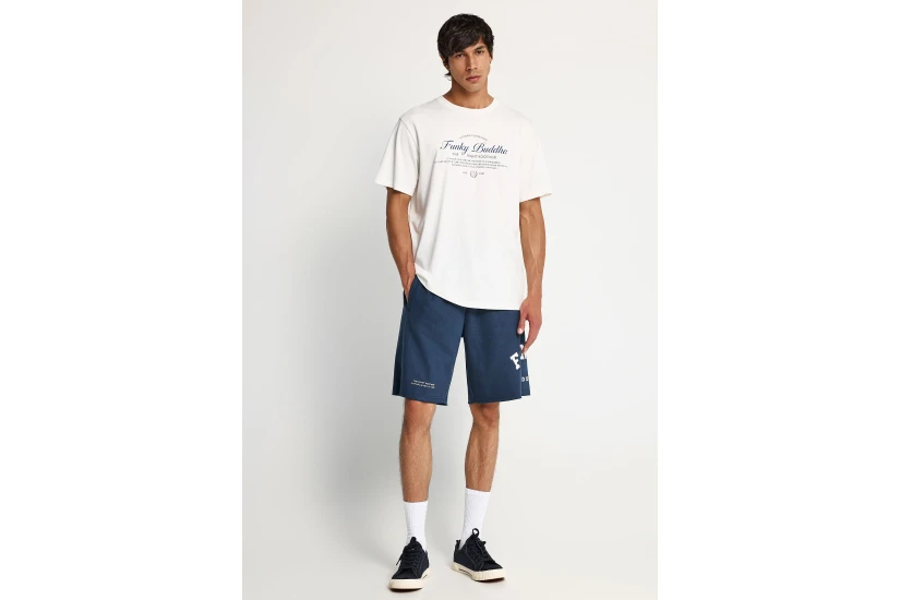 Funky Buddha Ανδρικό Κοντομάνικο T-Shirt Εκρού