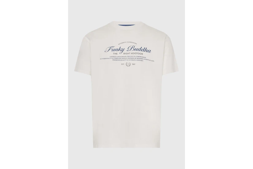 Funky Buddha Ανδρικό Κοντομάνικο T-Shirt Εκρού