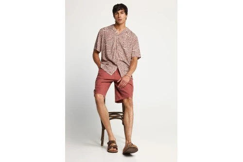 Funky Buddha Πουκάμισο Κοντομάνικο Ανδρικό (FBM013-025-05-HENNA-BROWN)