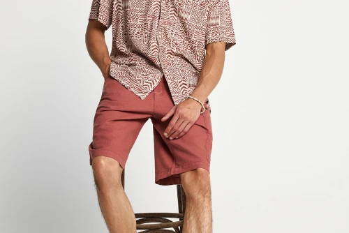 Funky Buddha Πουκάμισο Κοντομάνικο Ανδρικό (FBM013-025-05-HENNA-BROWN)
