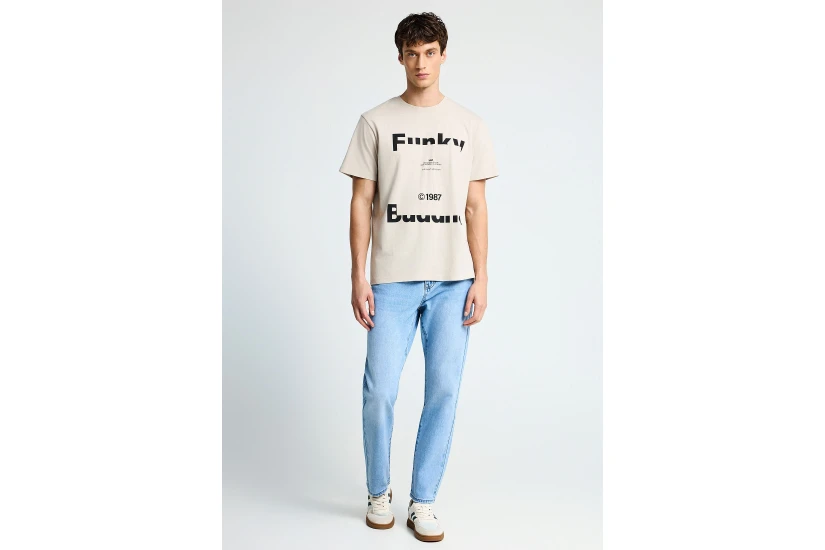 Funky Buddha Ανδρικό Κοντομάνικο T-Shirt Μπεζ