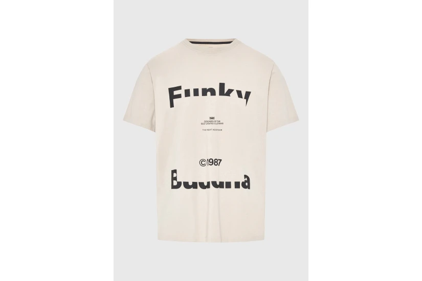 Funky Buddha Ανδρικό Κοντομάνικο T-Shirt Μπεζ