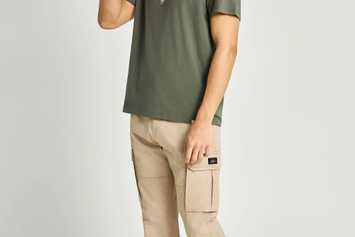 Funky Buddha Cuffed Hem Παντελόνι Cargo Ανδρικό (FBM013-030-02-GREIGE)
