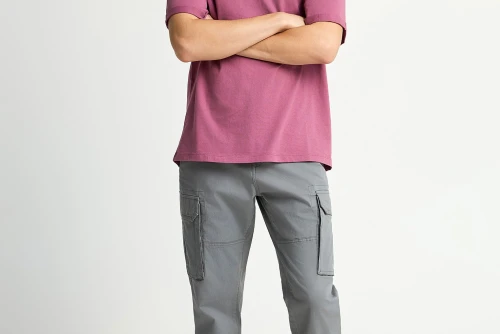 Funky Buddha Cuffed Hem Παντελόνι Cargo Ανδρικό (FBM013-030-02-STEEL-GREY)