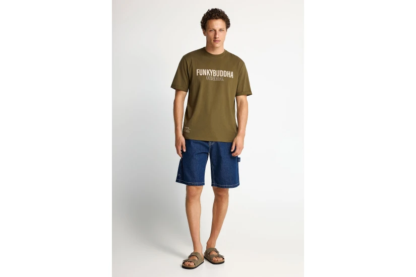 Funky Buddha Ανδρικό Κοντομάνικο T-Shirt Λαδί