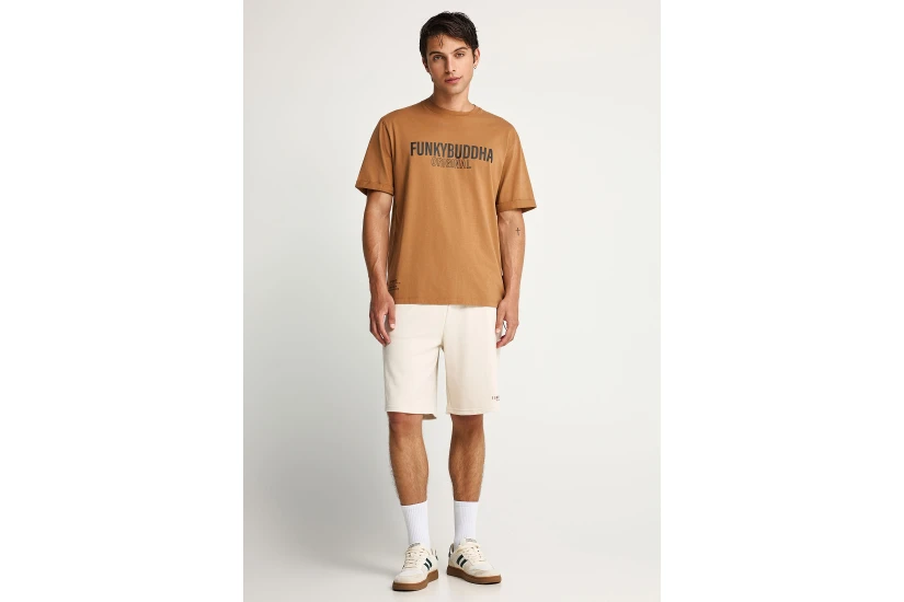 Funky Buddha Ανδρικό Κοντομάνικο T-Shirt Καφέ