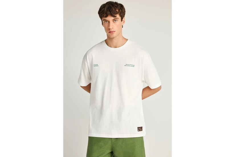 Funky Buddha Ανδρικό Κοντομάνικο T-Shirt Εκρού