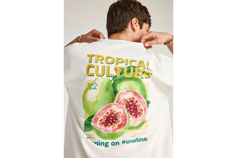Funky Buddha Ανδρικό Κοντομάνικο T-Shirt Εκρού