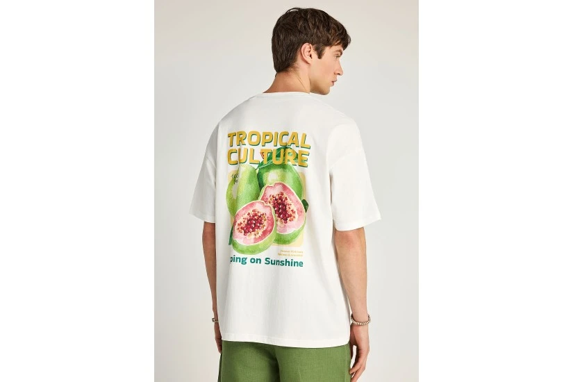 Funky Buddha Ανδρικό Κοντομάνικο T-Shirt Εκρού