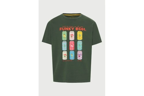 Funky Buddha Ανδρική Μπλούζα Κοντό Μανίκι Και Τύπωμα (FBM013-040-04-BISTROT-GREEN)