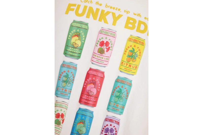 Funky Buddha Ανδρικό Κοντομάνικο T-Shirt Εκρού