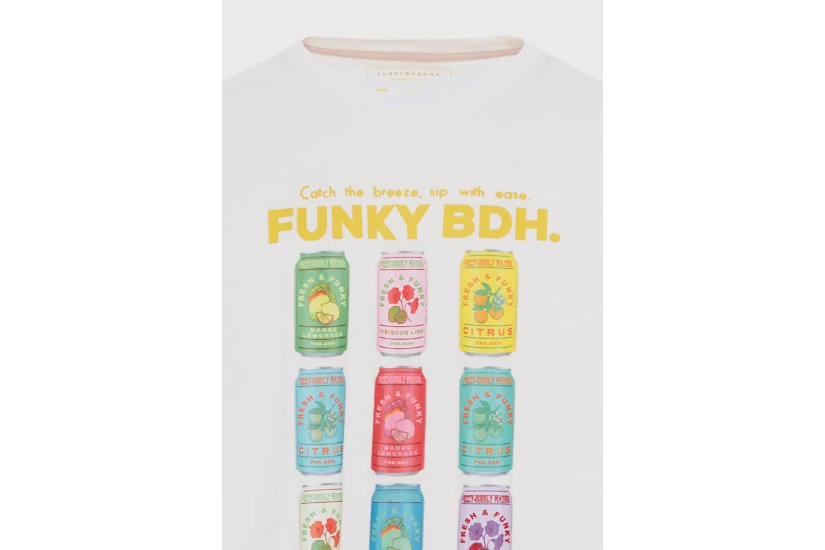 Funky Buddha Ανδρικό Κοντομάνικο T-Shirt Εκρού