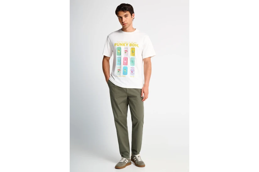 Funky Buddha Ανδρικό Κοντομάνικο T-Shirt Εκρού