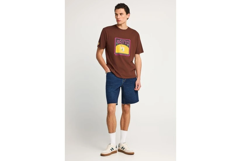 Funky Buddha Ανδρικό Κοντομάνικο T-Shirt Καφέ