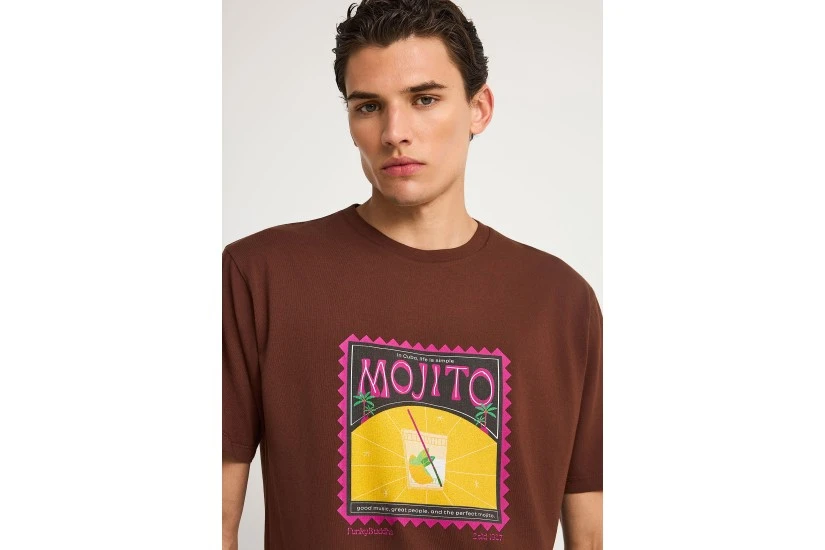 Funky Buddha Ανδρικό Κοντομάνικο T-Shirt Καφέ