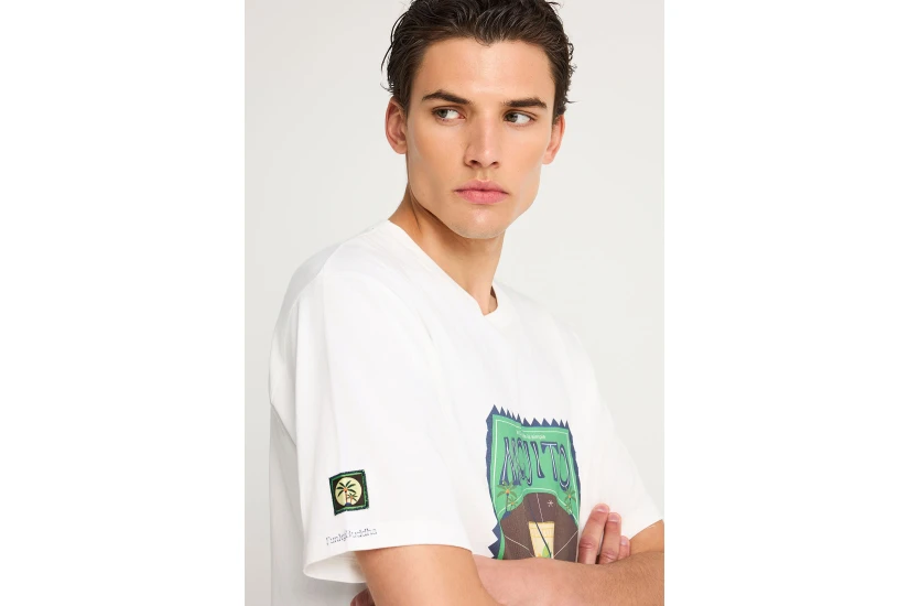 Funky Buddha Ανδρικό Κοντομάνικο T-Shirt Εκρού