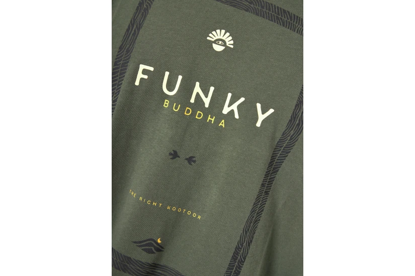 Funky Buddha Ανδρικό Κοντομάνικο T-Shirt Χακί, Εκρού, Κίτρινο