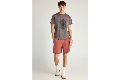 Funky Buddha Organic Cotton With Print T-Shirt Ανδρικό (FBM013-045-04-MOON-MIST)