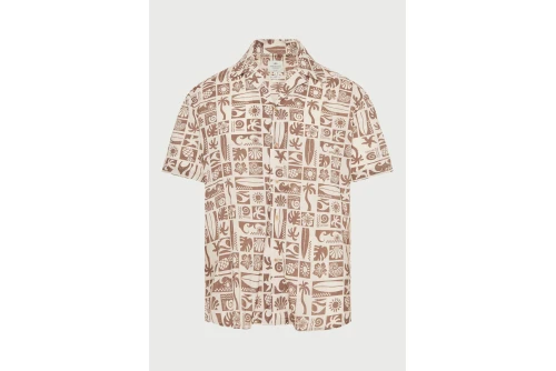 Funky Buddha Ανδρικό Πουκάμισο Με Κοντό Μανίκι (FBM013-046-05-CLOUD-CREAM)