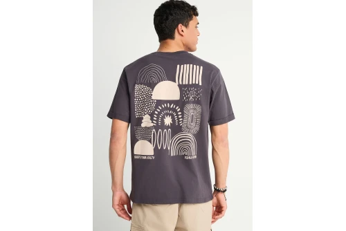 Funky Buddha Graphic Print On The Back T-Shirt Ανδρικό (FBM013-049-04-ANTHRACITE)