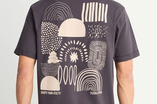 Funky Buddha Graphic Print On The Back T-Shirt Ανδρικό (FBM013-049-04-ANTHRACITE)