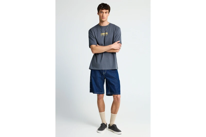 Funky Buddha Ανδρικό Κοντομάνικο T-Shirt Γκρι