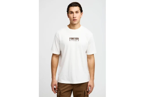 Funky Buddha Print On The Back T-Shirt Ανδρικό (FBM013-051-04-OFF-WHITE)